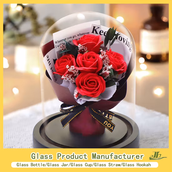 Christmas Decorative Glass Dome with Base China Factory Supplier Clear Flower Glass Dome